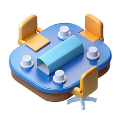Modern 3d render of a small meeting table