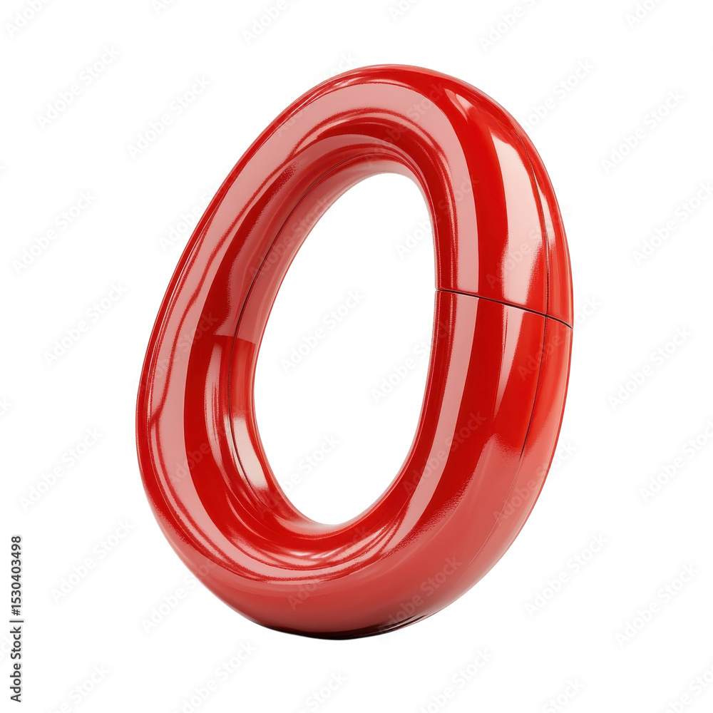 Poster abstract red donut shape art illustration 3d render modern design artistic on transparent background
