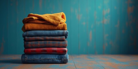Clothes washed mockup laundry detergent fabric softener cleaning washing machine household chore AI generated art