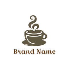 Hot cappuccino cup with steam, a perfect logo illustration for your cafe or restaurant's breakfast beverage
