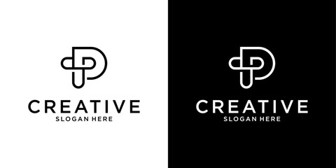 TP or PT initial letter logo design vector