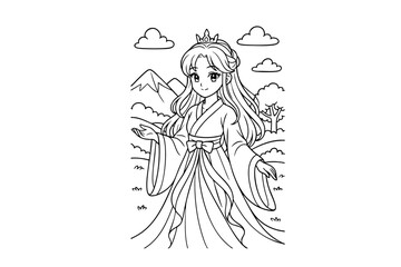 Hand Draw Cute Animal, Kawaii, Page Coloring For Kids, Mermaid, Sea, Forest, doctor, teacher, student, police, traditional clothing, Coloring Book Illustrations 