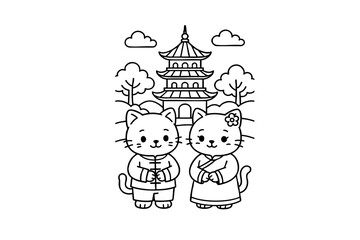 Hand Draw Cute Animal, Kawaii, Page Coloring For Kids, Mermaid, Sea, Forest, doctor, teacher, student, police, traditional clothing, Coloring Book Illustrations 