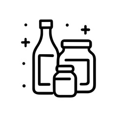 Trio of containers bottle jar. Icon symbol illustration