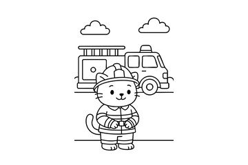 Hand Draw Cute Animal, Kawaii, Page Coloring For Kids, Mermaid, Sea, Forest, doctor, teacher, student, police, traditional clothing, Coloring Book Illustrations 