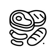 Meaty feast with bread delights. Icon symbol illustration