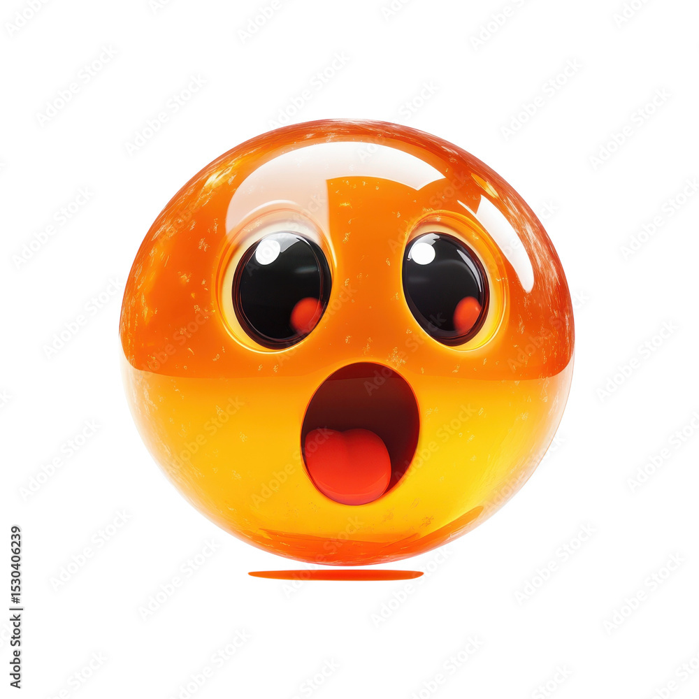 Aufkleber 3d rendering emoji face surprised face expression amazed digital art shiny on transparent background