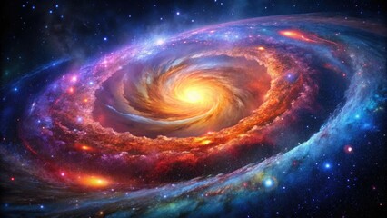 Obraz premium Spiral Galaxy, Cosmic Scene, Vibrant Nebula, Starry Night, Universe Beauty, Celestial Swirl, Astronomy Photography