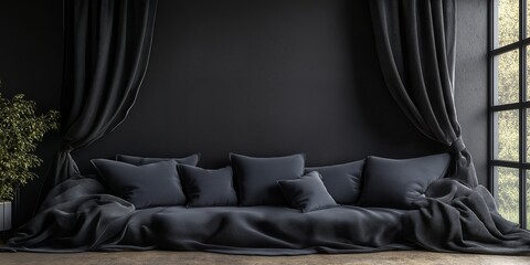 Curtains or sofa concept art with detailed visuals, rich colors, high quality design, perfect for presentations and creative mockups, AI generated art