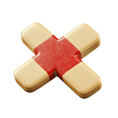 Red And Tan Rounded Cross Symbol Graphic Element Shape Abstract 3D Render on transparent background