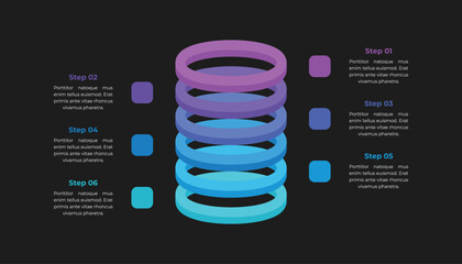 Infographic Template with 6 Stacked Layers