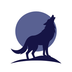 wolf howling at moon vector art