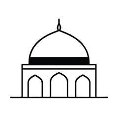 Minimalist Mosque Outline with Dome and Arches
