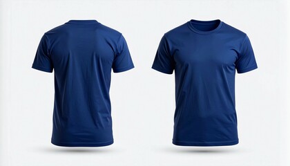 Front and Back View of Navy Blue T-Shirt Mockup, t shirt mockup , apparel design , blue shirt , tshirt design