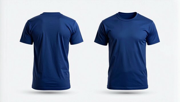 Front and Back View of Navy Blue T-Shirt Mockup, t shirt mockup , apparel design , blue shirt , tshirt design