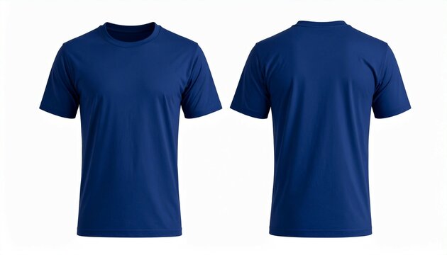 Front and Back View of Navy Blue T-Shirt Mockup, t shirt mockup , apparel design , blue shirt , tshirt design