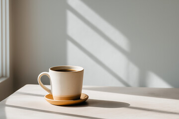 シンプルな空間に置かれたコーヒー