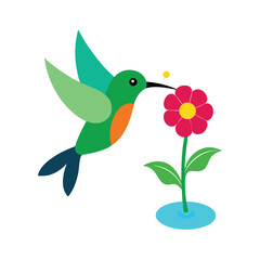 Naklejka premium hummingbird and flowers