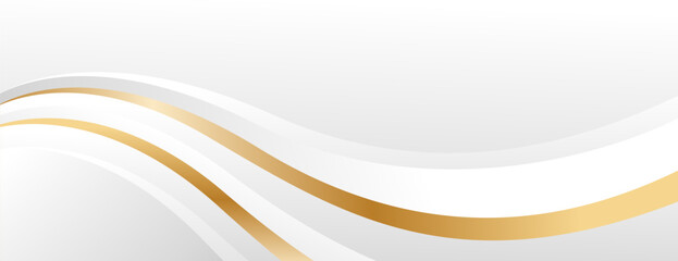 Elegant white and gray luxury wave background with gold accents. Abstract modern banner design for websites, headers, sale templates, business ads, awards, events, and more