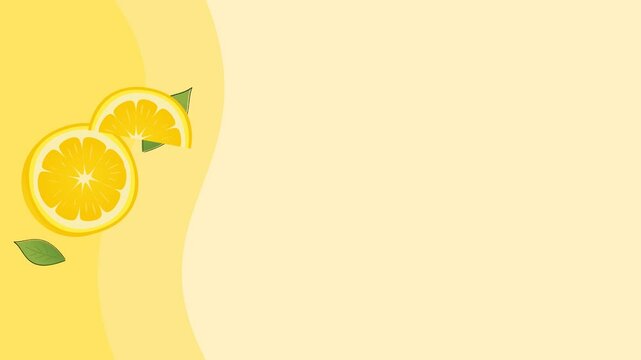 4K Summer Lemon Slice Looping Background with Blank Space. Minimal 4K looping animation with lemon slices and soft yellow gradient. Perfect for summer themes, promos, or text overlays.