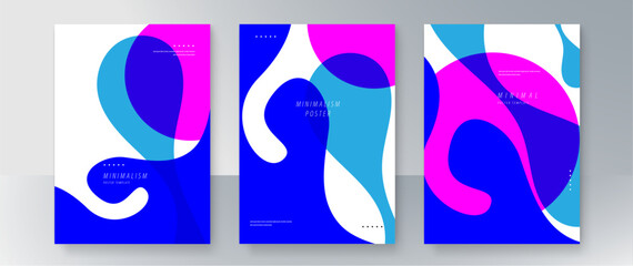 Abstract Geometric Poster Set with Minimalist Design in Colorful Shades