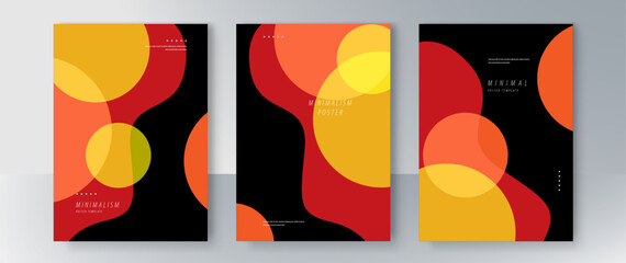 Abstract Geometric Poster Set with Minimalist Design in Colorful Shades