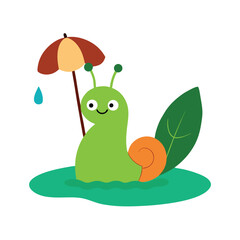 Obraz premium cartoon snail with a flower
