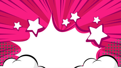 Dynamic Pop Art Style Explosion Illustration with Blue Background