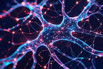 Neural network patterns, glowing circuits, science theme