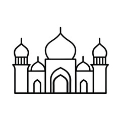 Simple Mosque Outline Illustration Black and White