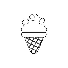 ice cream doodle hand drawn icon. Outline drawing ice cream line clipart symbol. coloring for children