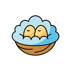 Fototapeta premium bird nest with cloud shaped eggs cartoon vector art.