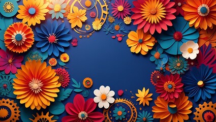 Vibrant Paper Flowers A Colorful Floral Design Background