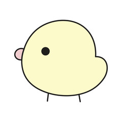 Cute pastel yellow chick illustration in minimalist kawaii style with round body