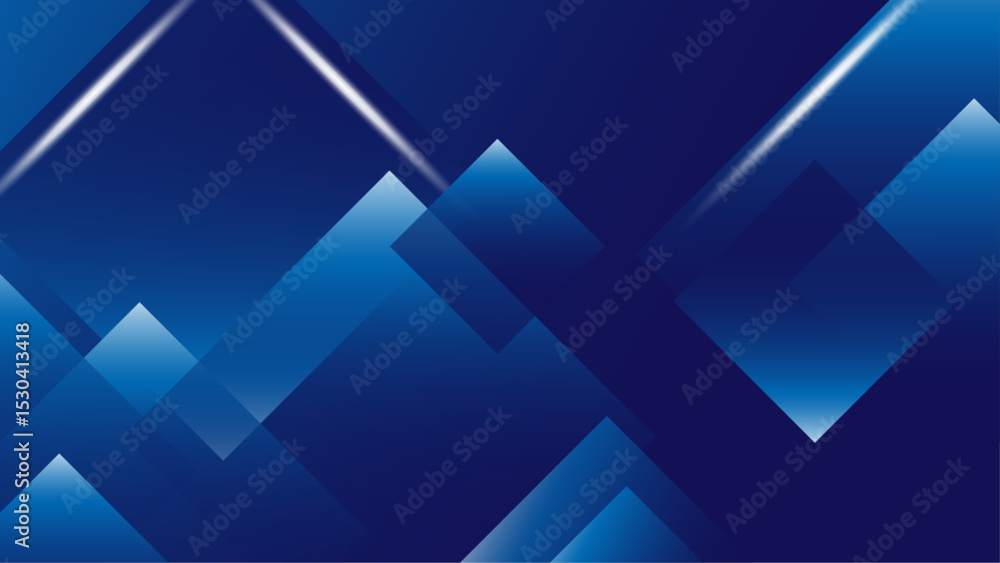 Poster geometric blue background with overlapping transparent squares and lines