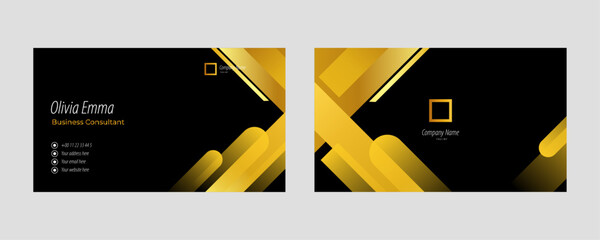 Naklejka premium Modern Business Card Design with Gold and Black Abstract