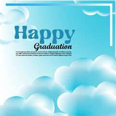 Happy Graduation Banner with Blue Clouds and Skies Background