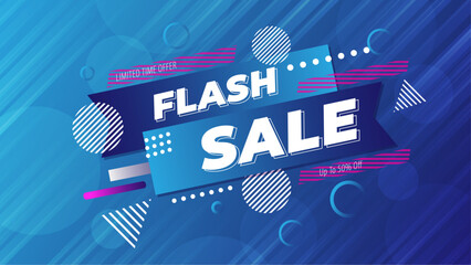 Flash Sale Banner With Blue Colors and Special Offer Information