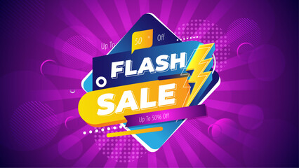 Flash Sale Banner With Purple Colors and Special Offer Information