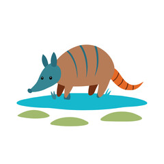 cartoon doodle of an armadillo strolling.