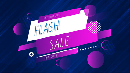 Flash Sale Banner With Blue and Purple Colors Special Offer Information