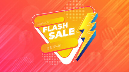 Flash Sale Banner With Colorful Special Offer Information