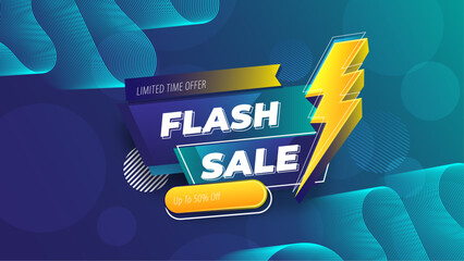 Flash Sale Banner With Blue Colors and Special Offer Information