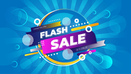 Flash Sale Banner With Blue Colors and Special Offer Information