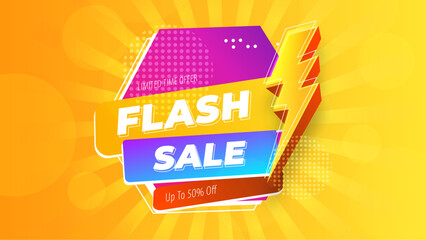 Bright Flash Sale Banner With Yellow Colors and Special Offer Information