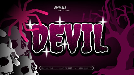 Devil Text Effect with Glossy and Vector Illustration