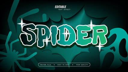 Spider Text Effect with Glossy and Vector Illustration