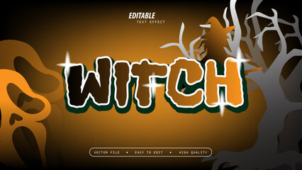 Witch Text Effect with Glossy and Vector Illustration