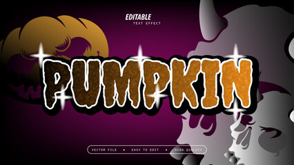 Pumpkin Text Effect with Glossy and Vector Illustration