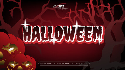 Halloween Text Effect with Glossy and Vector Illustration